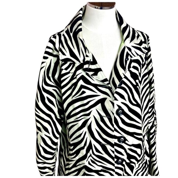 Ubu Flocked Zebra Print Button Down Coat Jacket Size L - Picture 2 of 11